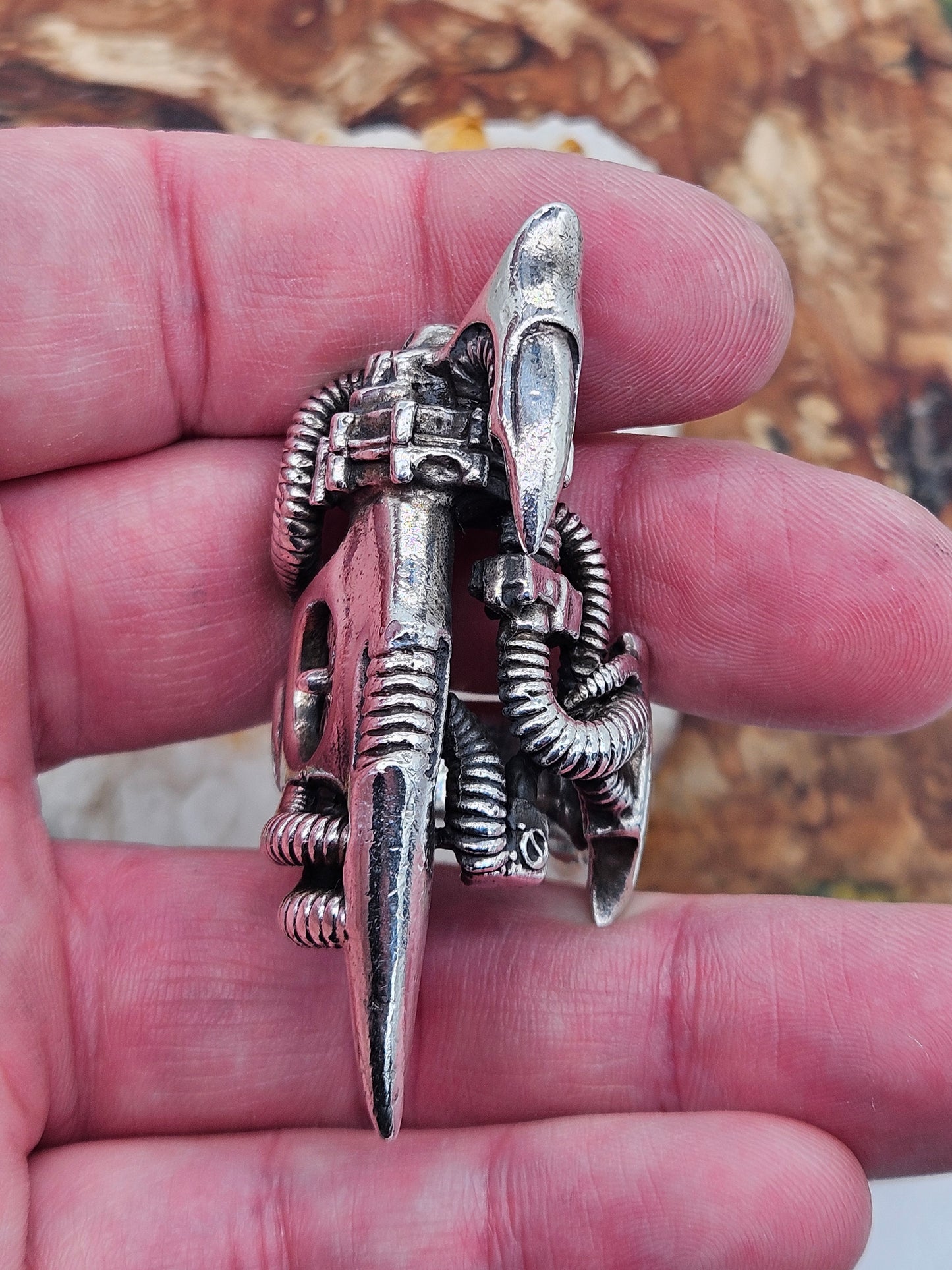 BIOMECHANICAL SILVER 925 CLAW TURBINE RING. GOTHIC. UK Size V, WILLIAM GRIFFITHS