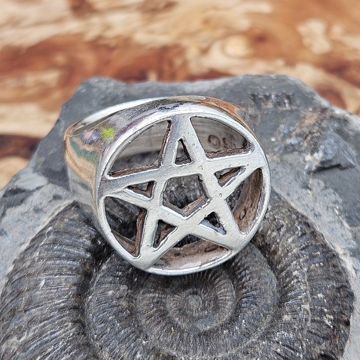 Wildcat Collection - Pentagram Ring, UK Size X 1/2, Solid Silver 925.
