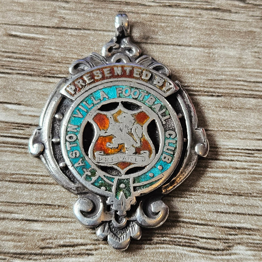 Antique 1906-07 Aston Villa Football Club Sterling Silver 925 Fob Medal.