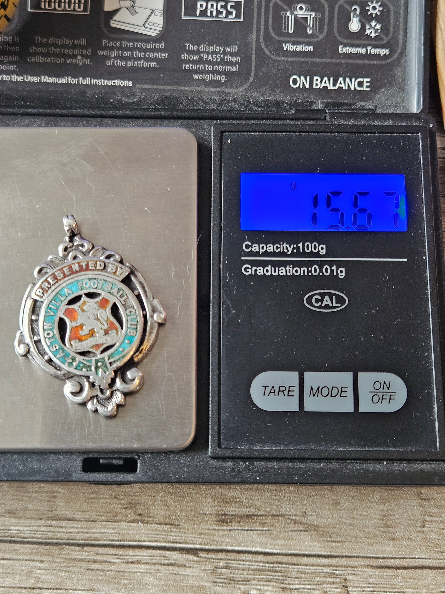 Antique 1906-07 Aston Villa Football Club Sterling Silver 925 Fob Medal.