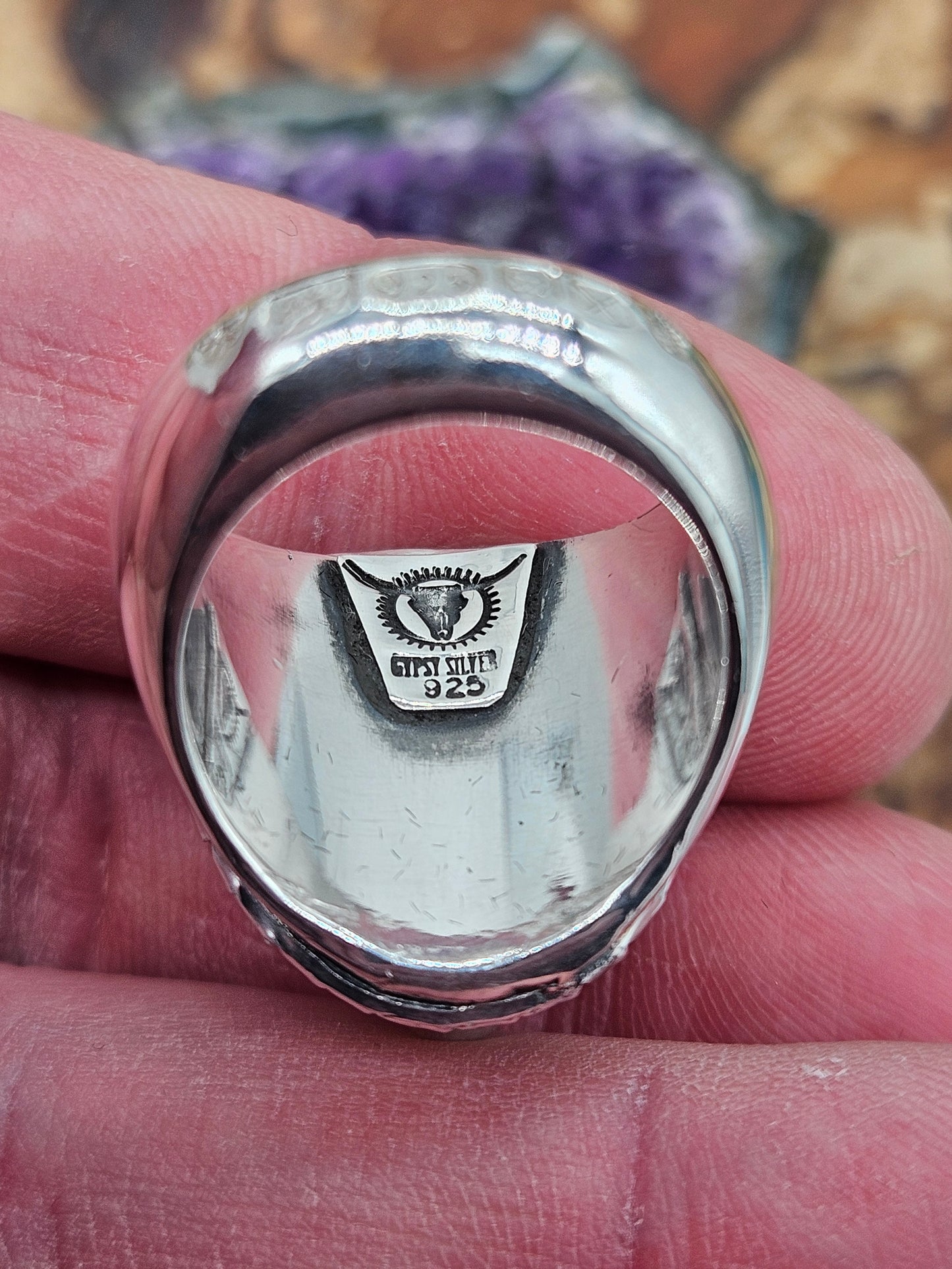 Sterling Silver Skull Snake Ring 925 Solid Heavy, Made By Gypsy Silver. Size N 1/2