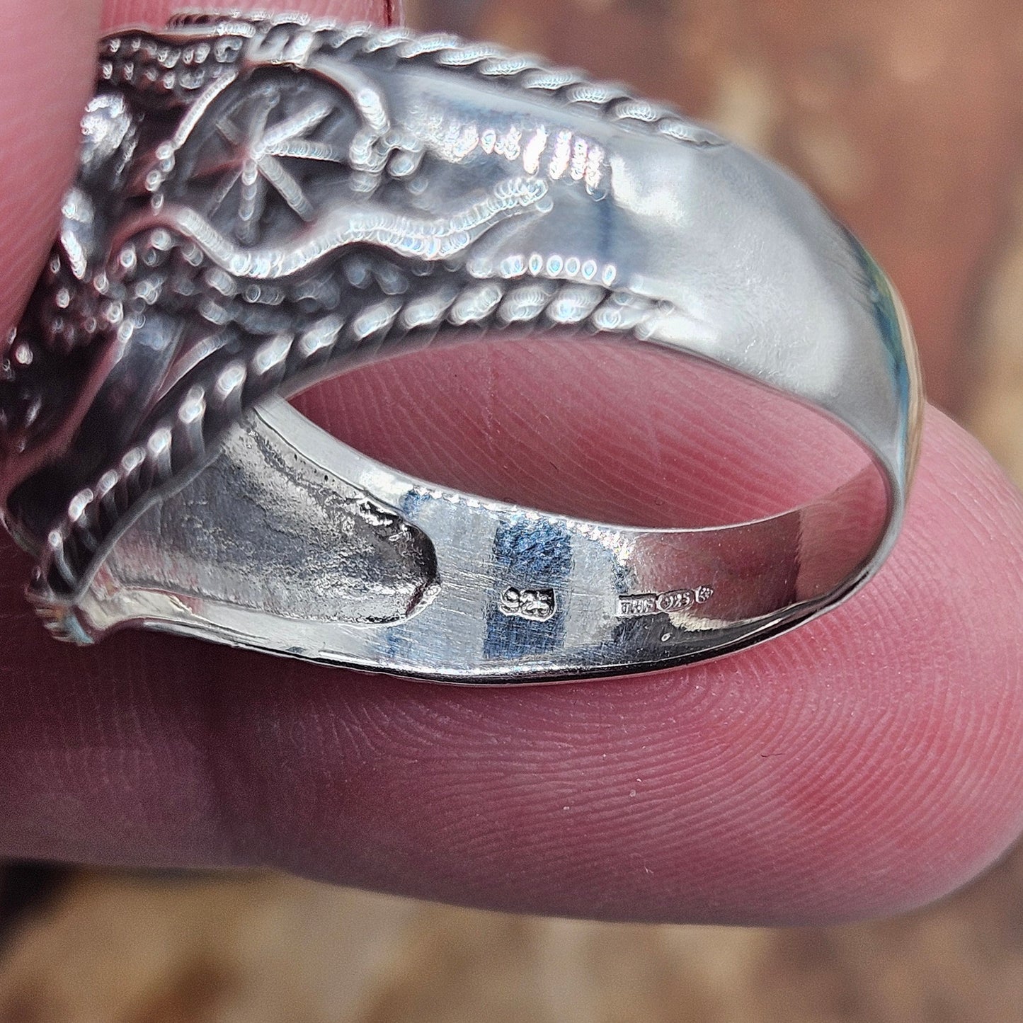 Nautical Skull ring, sterling silver 925. Size Z 1/2, New