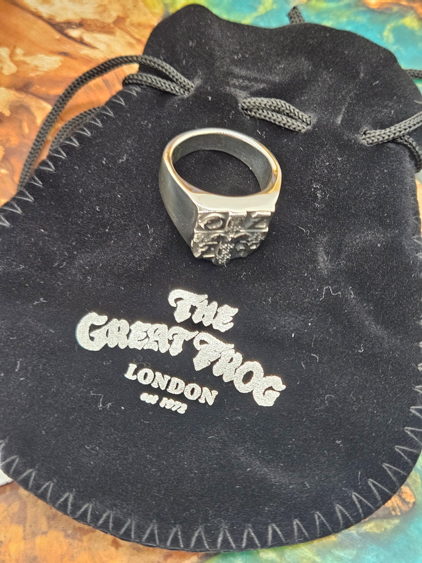 Great Frog, Ozzy Osbourne Crest Signet Ring, Silver 925, Size V. Limited Edition