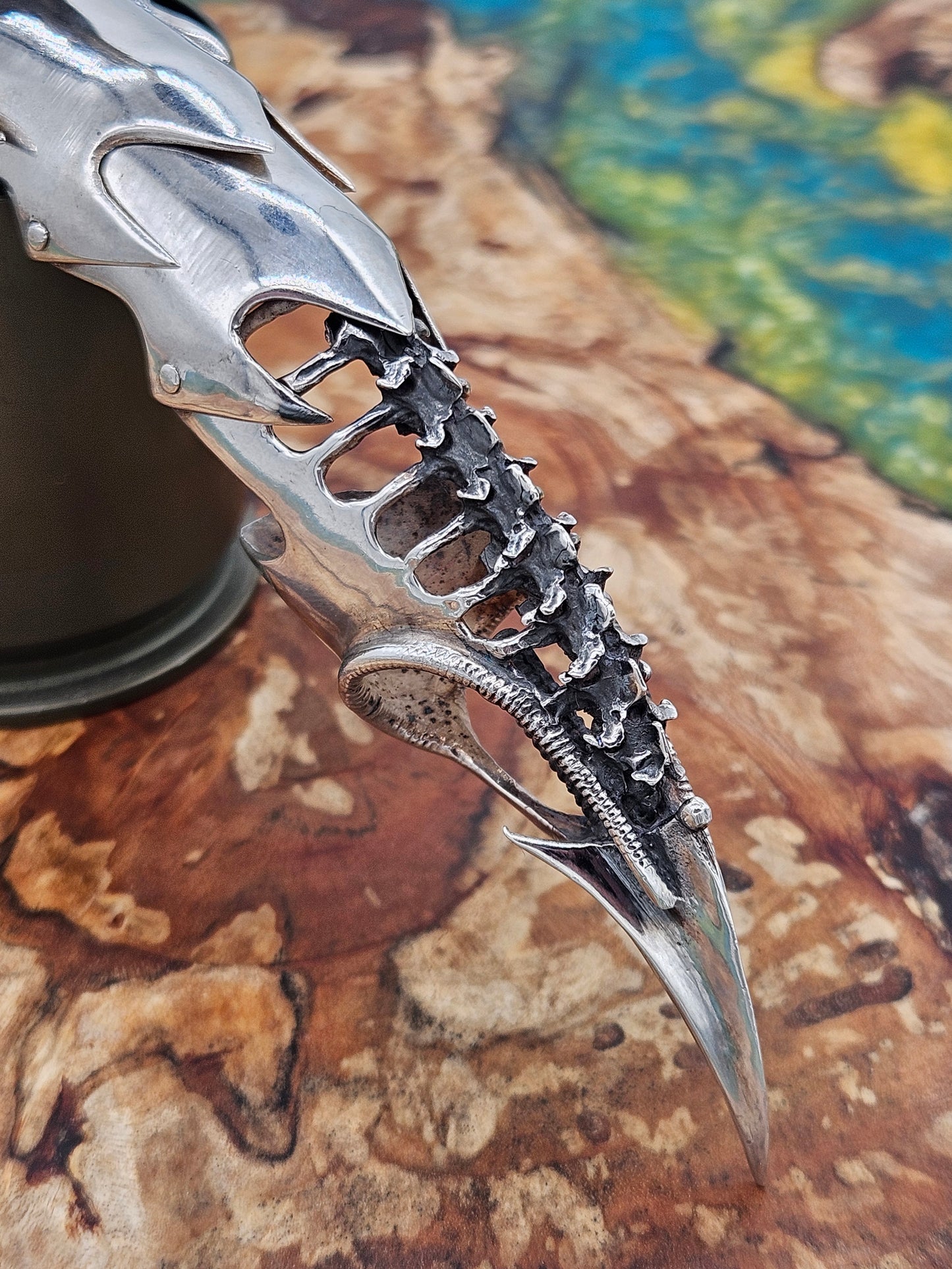 Biomechanical Silver 925 Armour Ring. Gothic, Full Finger, Onyx Stone. 80g+
