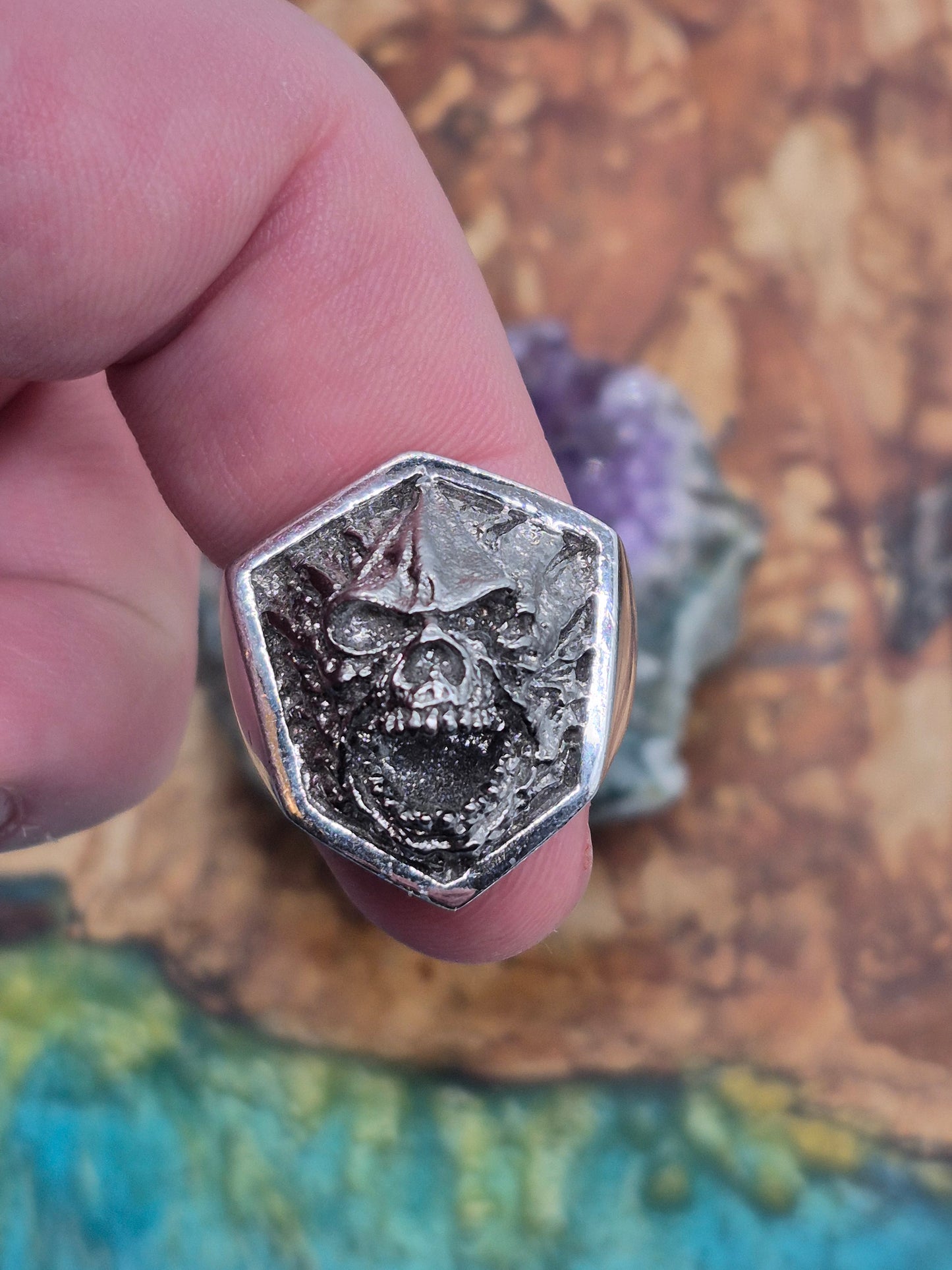 SEVEN Jewellery- Skull, Shield Ring. Silver 925