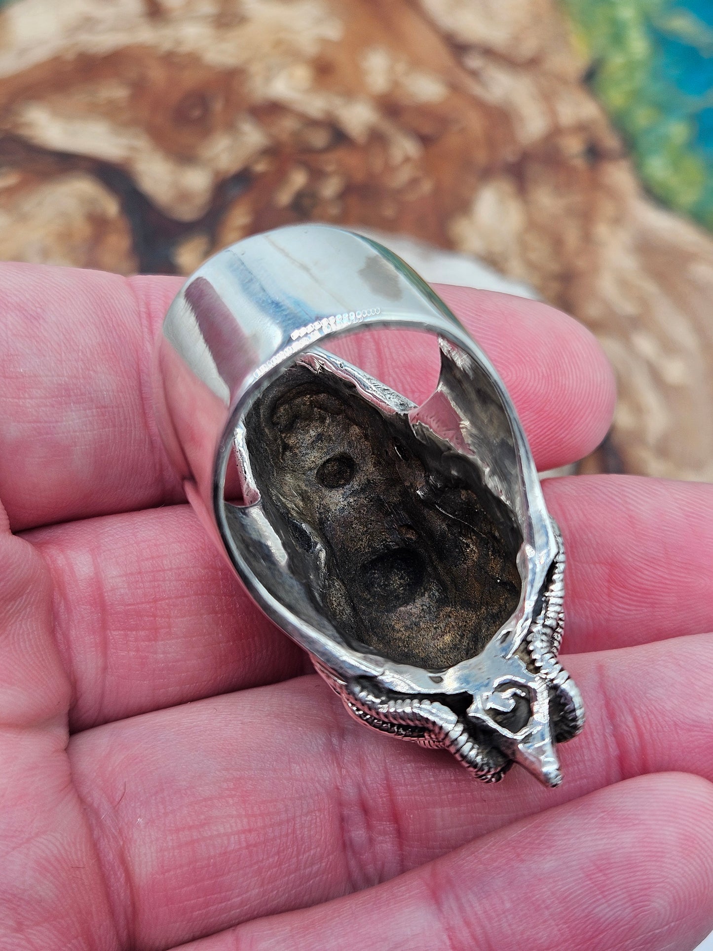Silver 925 Biomechanical Skull Ring- William Llewellyn Griffiths. Size Z+3