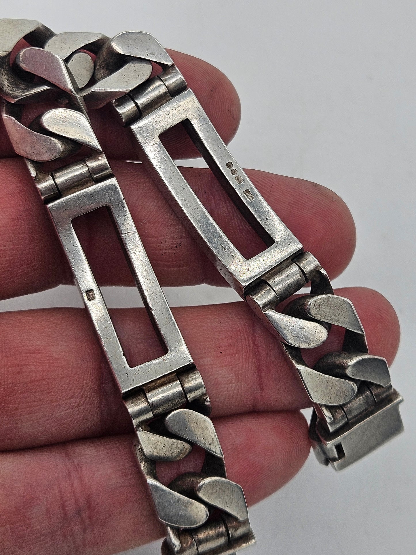 Mappin and Webb Green Enamel Mens I.D Sterling Silver Bracelet.