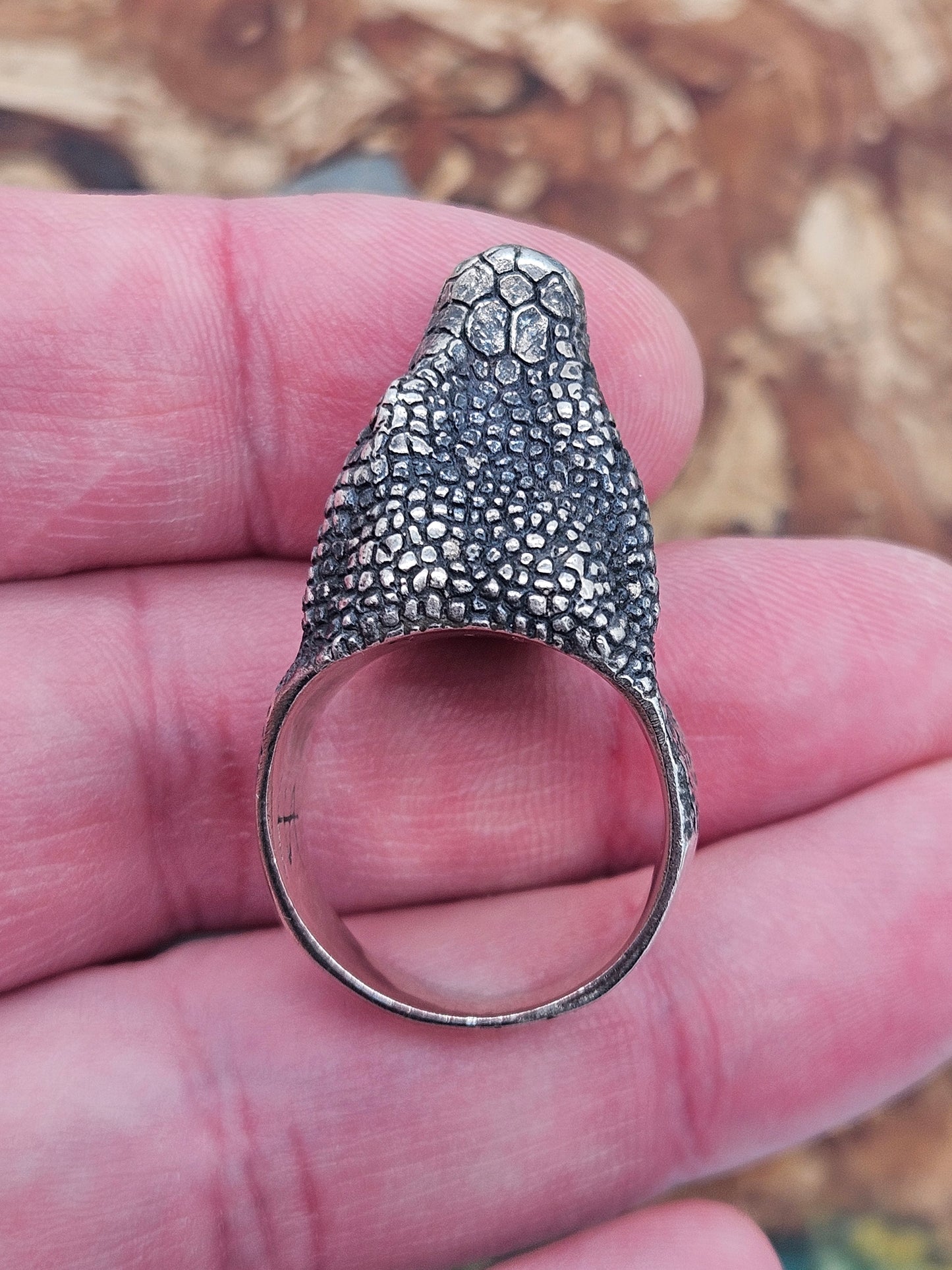 Silver 925 Open Mouth Snake Ring. UK Size T