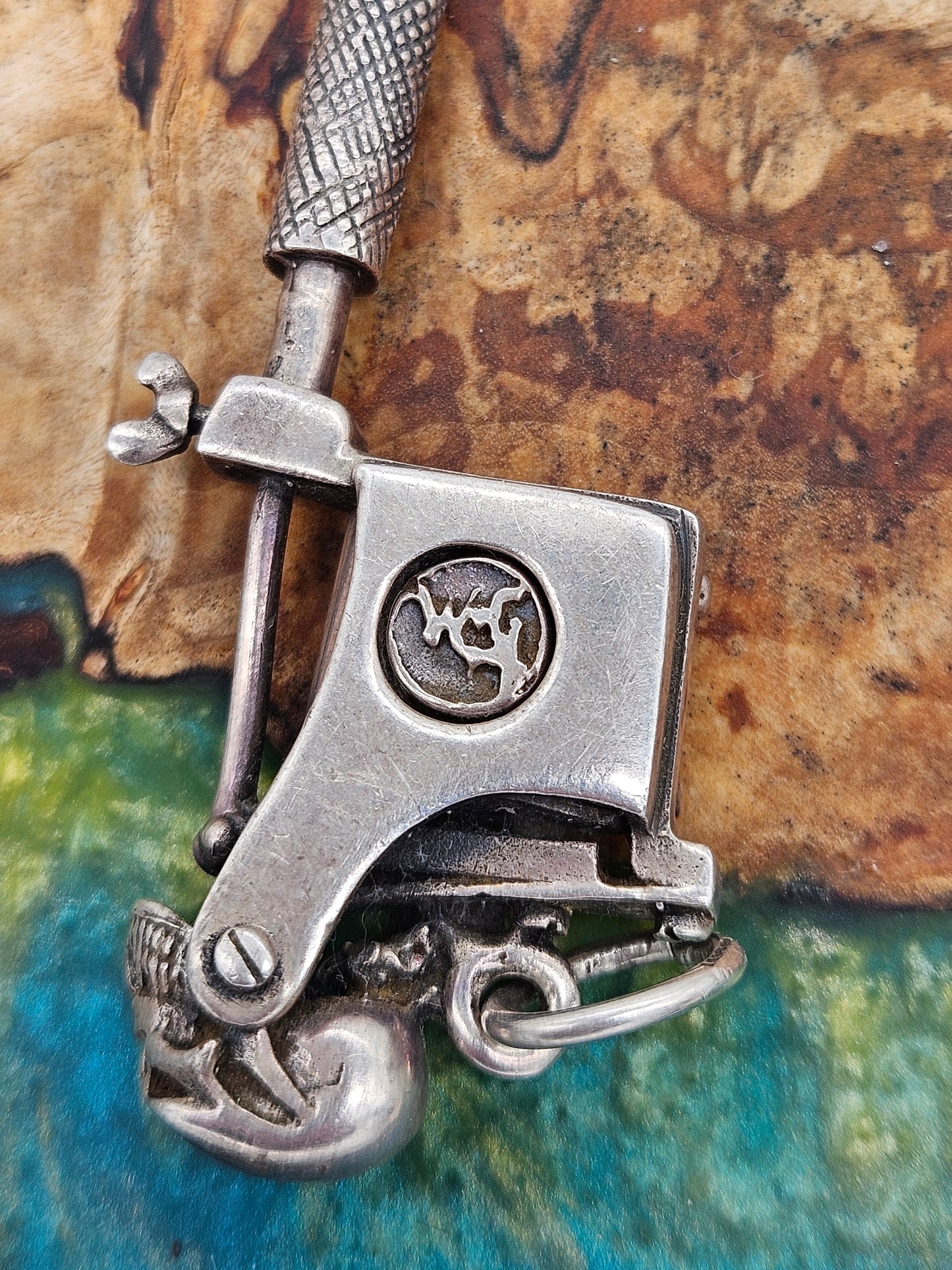 William Llewelyn Griffiths Skull Tattoo Machine / Gun Pendant Silver 925