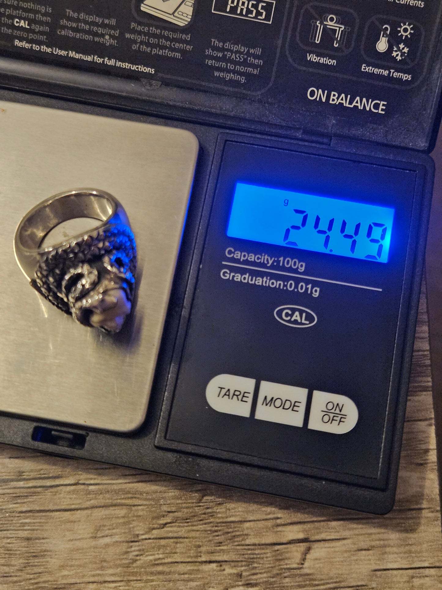 Sterling Silver Skull Snake Ring 925 Solid Heavy, Made By Gypsy Silver. Size N 1/2