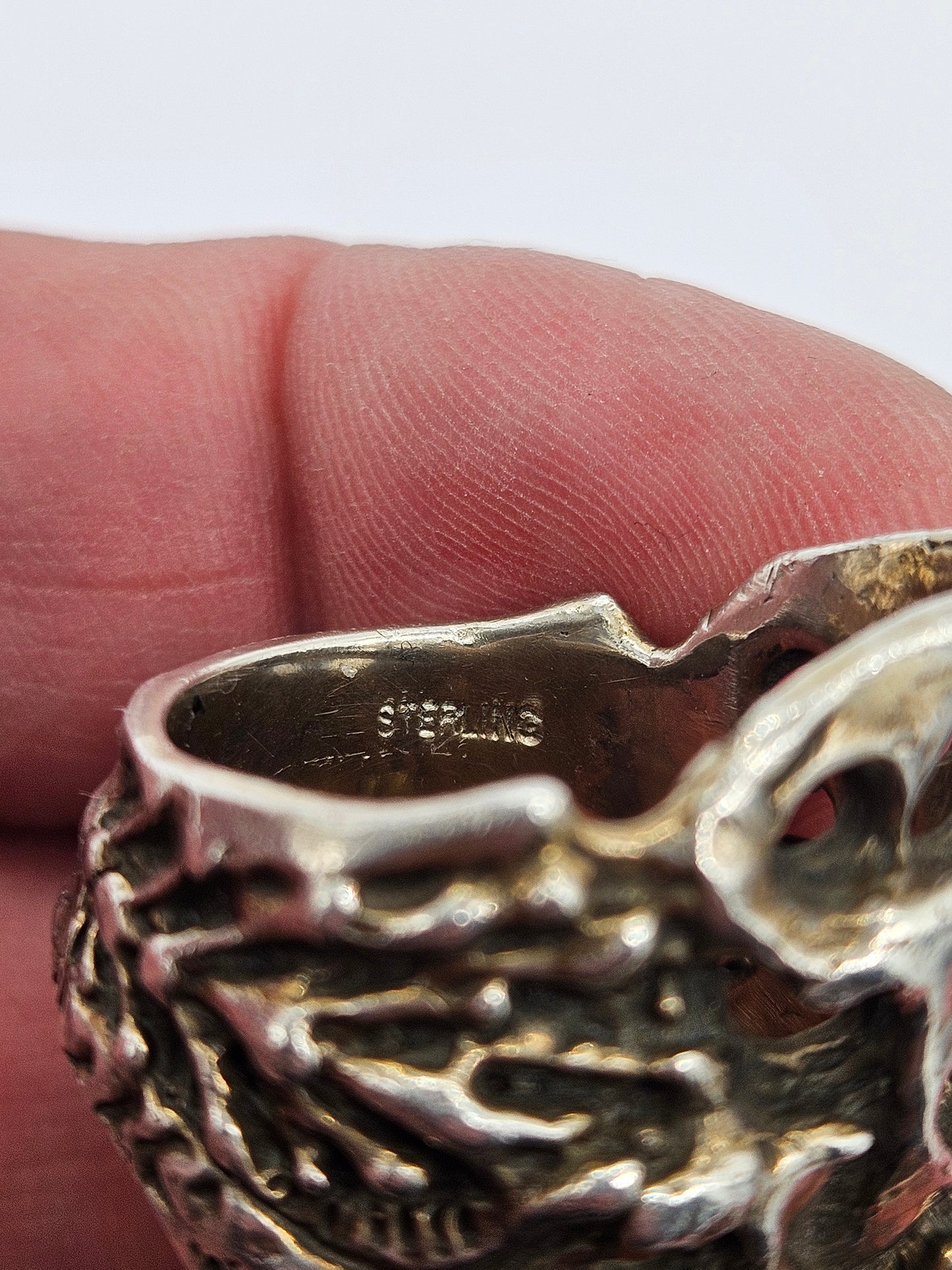 Axel Stocks Skull Ring, Protector Series. Sterling Silver 925 - UK P