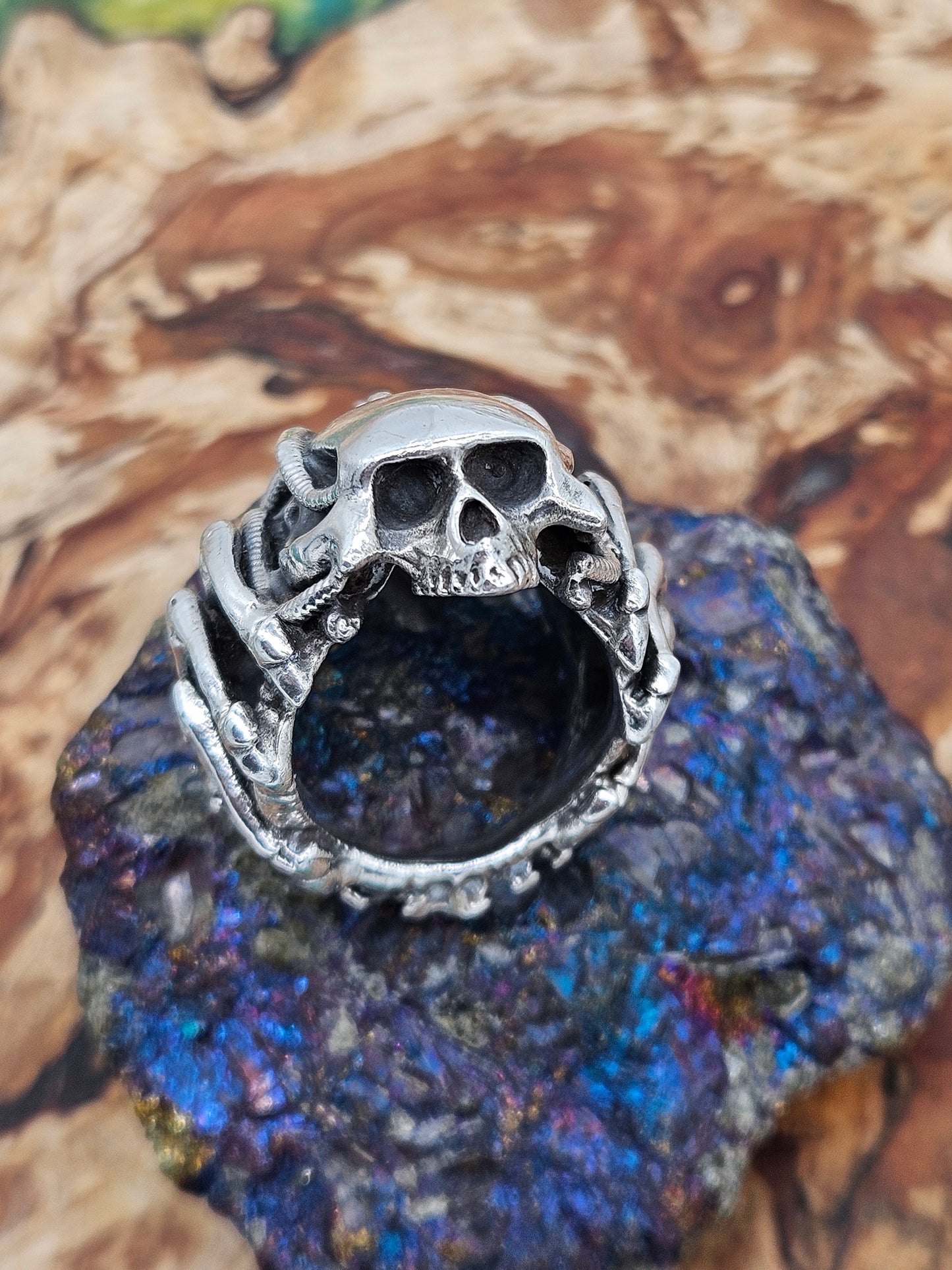 Silver 925 Biomechanical Skull Ring- William Llewellyn Griffiths. Size R 1/2
