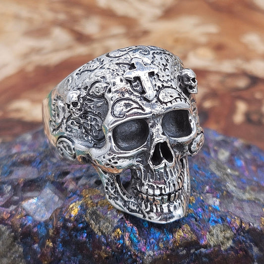 Skull And Cross ring, sterling silver 925. Size Z 2.5, New