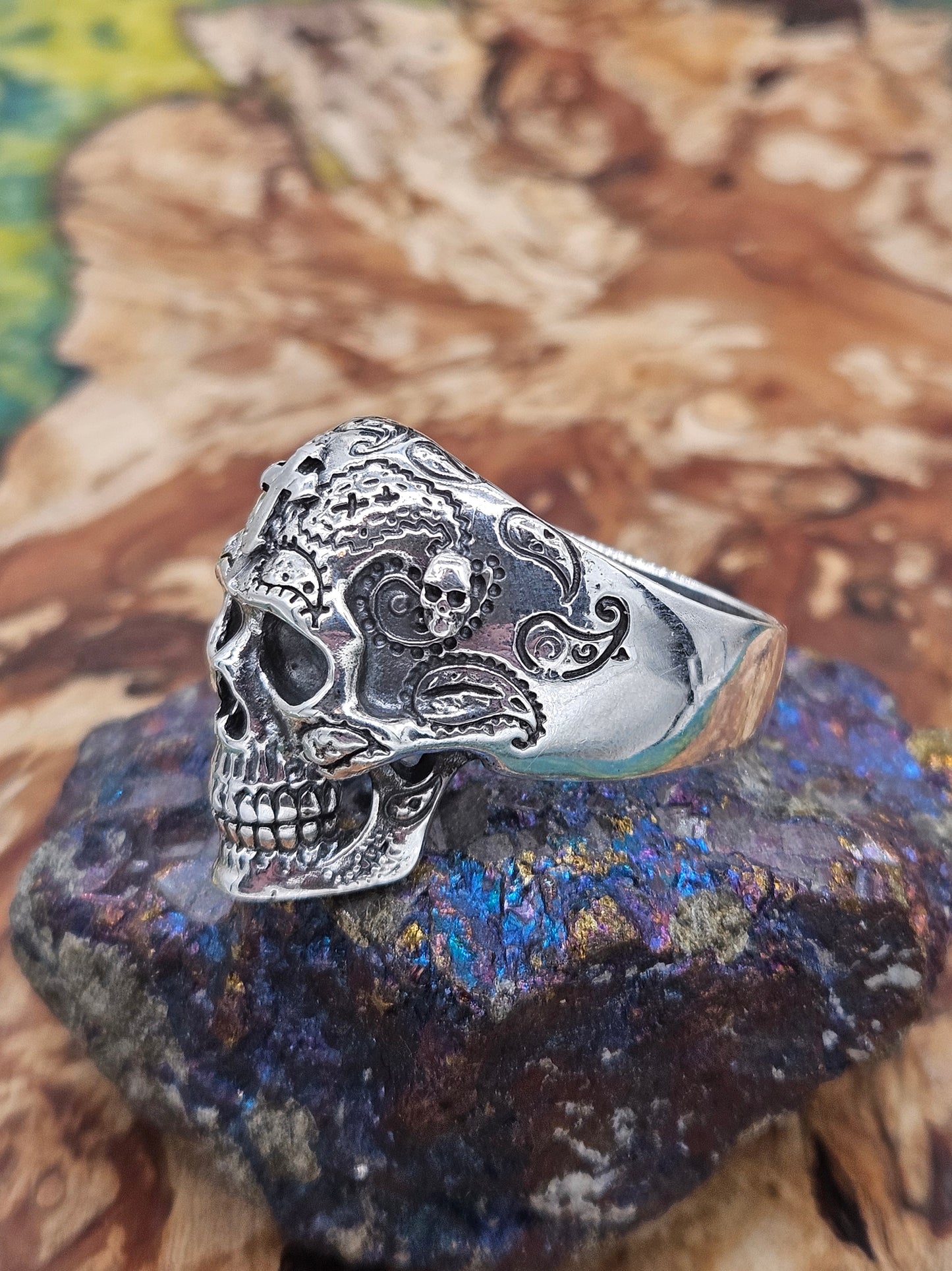 Skull And Cross ring, sterling silver 925. Size Z 2.5, New