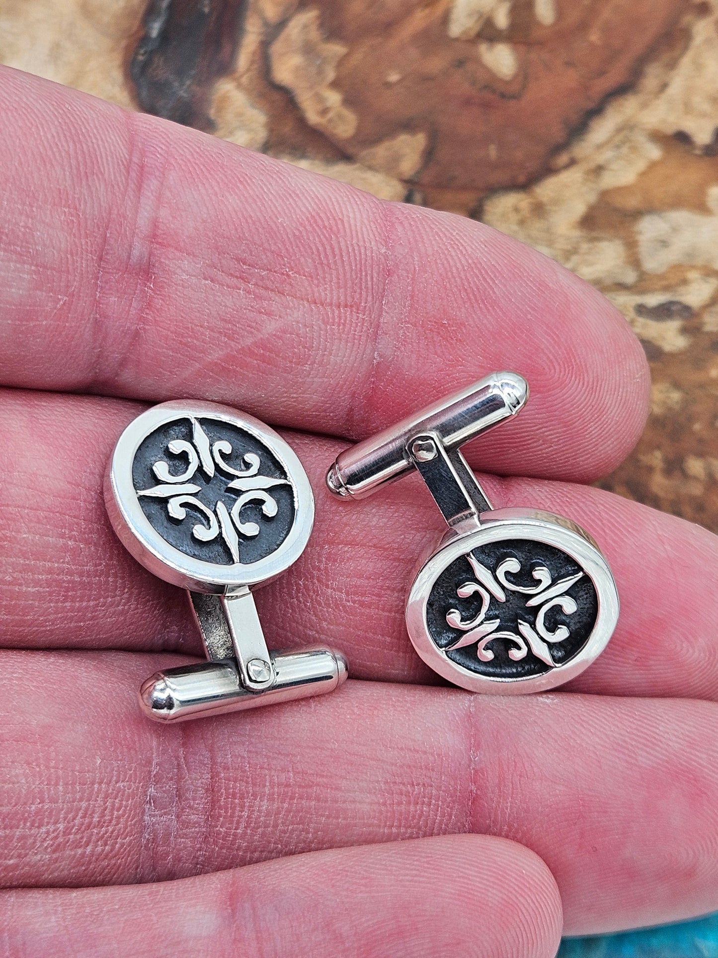 Vintage Sterling Silver 925 Celtic Entwined Knot Panel Cufflinks