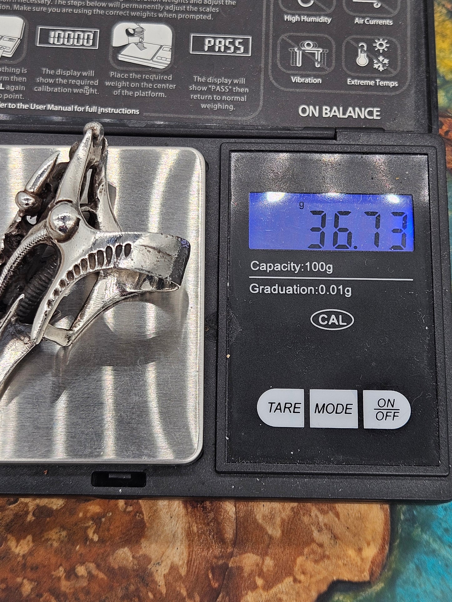 BIOMECHANICAL SILVER 925 CLAW RING. GOTHIC. UK Size U