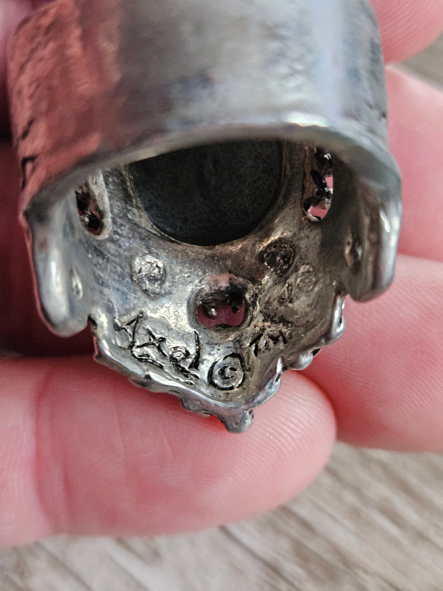 Axel Stocks Prosthetic Cat Eye Ring Signed Sz - US 10, UK T 1/2 - U