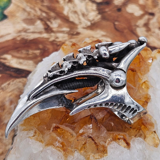BIOMECHANICAL SILVER 925 CLAW RING. GOTHIC. UK Size U