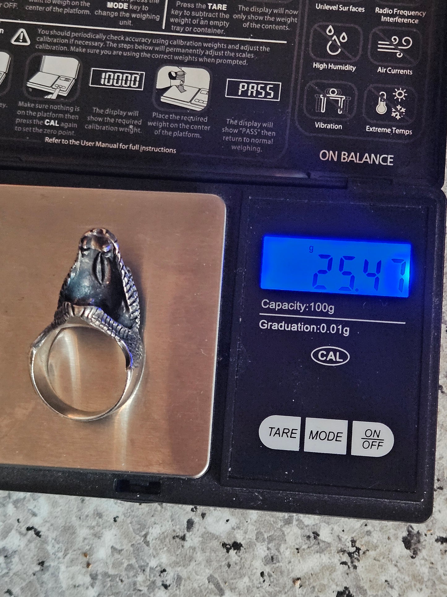 Silver 925 Open Mouth Snake Ring. UK Size T