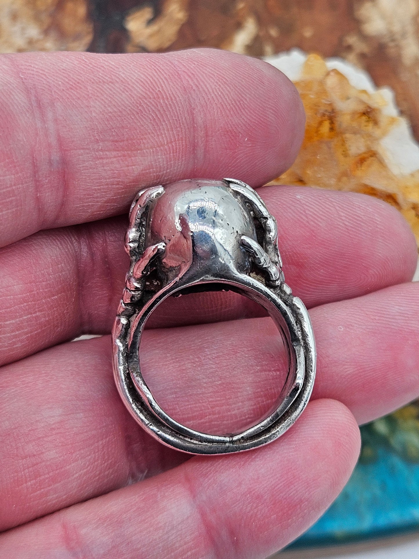 Great Frog, Paterson Riley Migraine Skull Ring, Silver 925, Size T