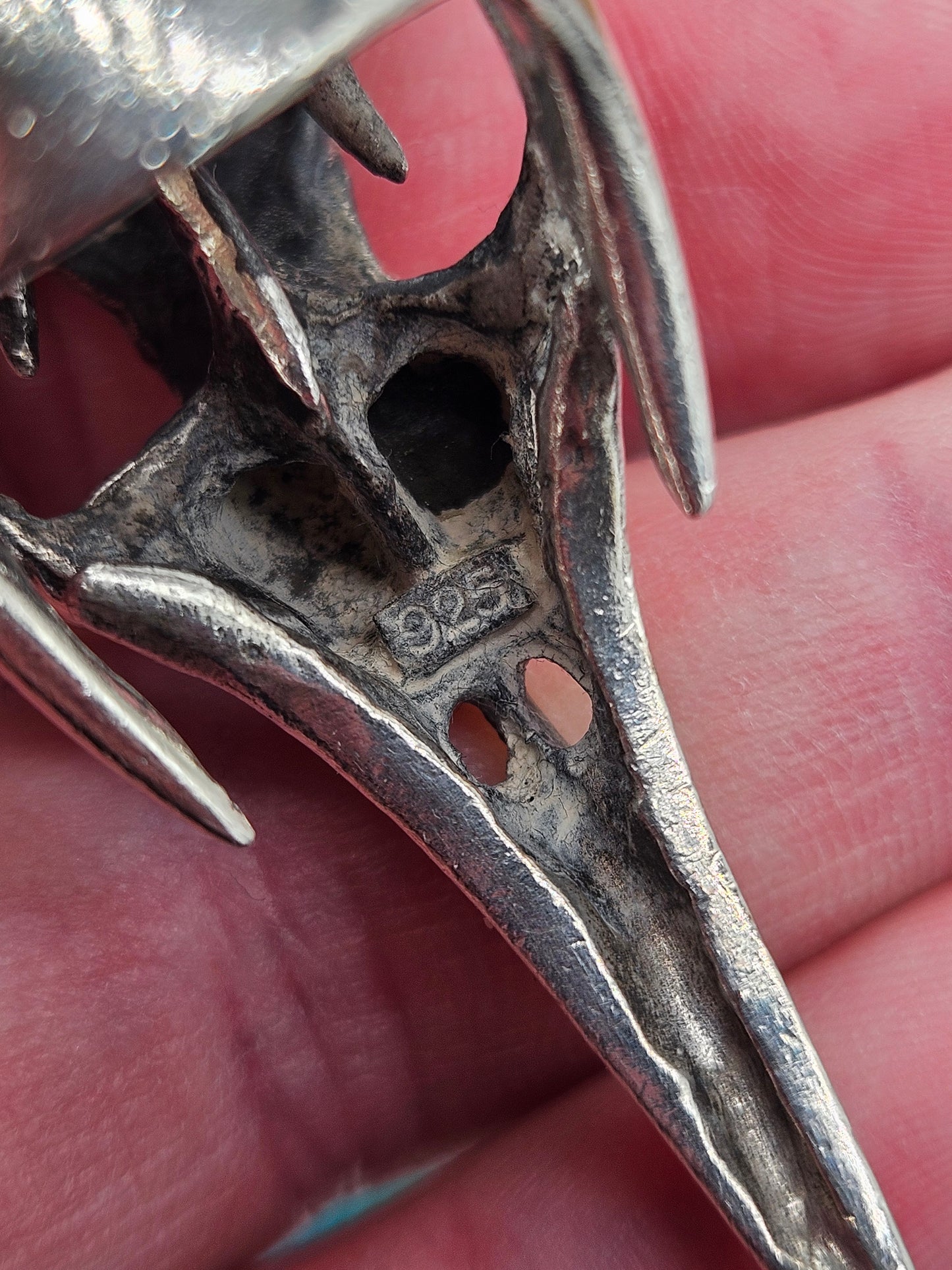 Biomechanical Bird Skull Silver 925  Ring. Gothic. UK Size R
