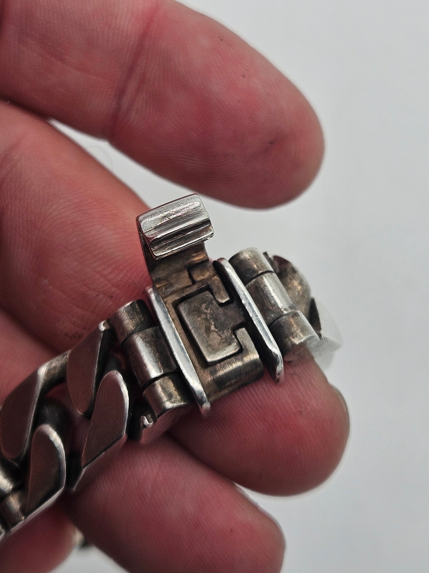 Mappin and Webb Green Enamel Mens I.D Sterling Silver Bracelet.