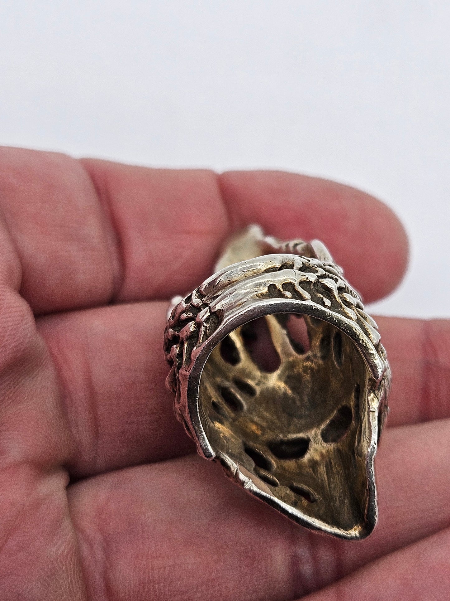 Axel Stocks Skull Ring, Protector Series. Sterling Silver 925 - UK P