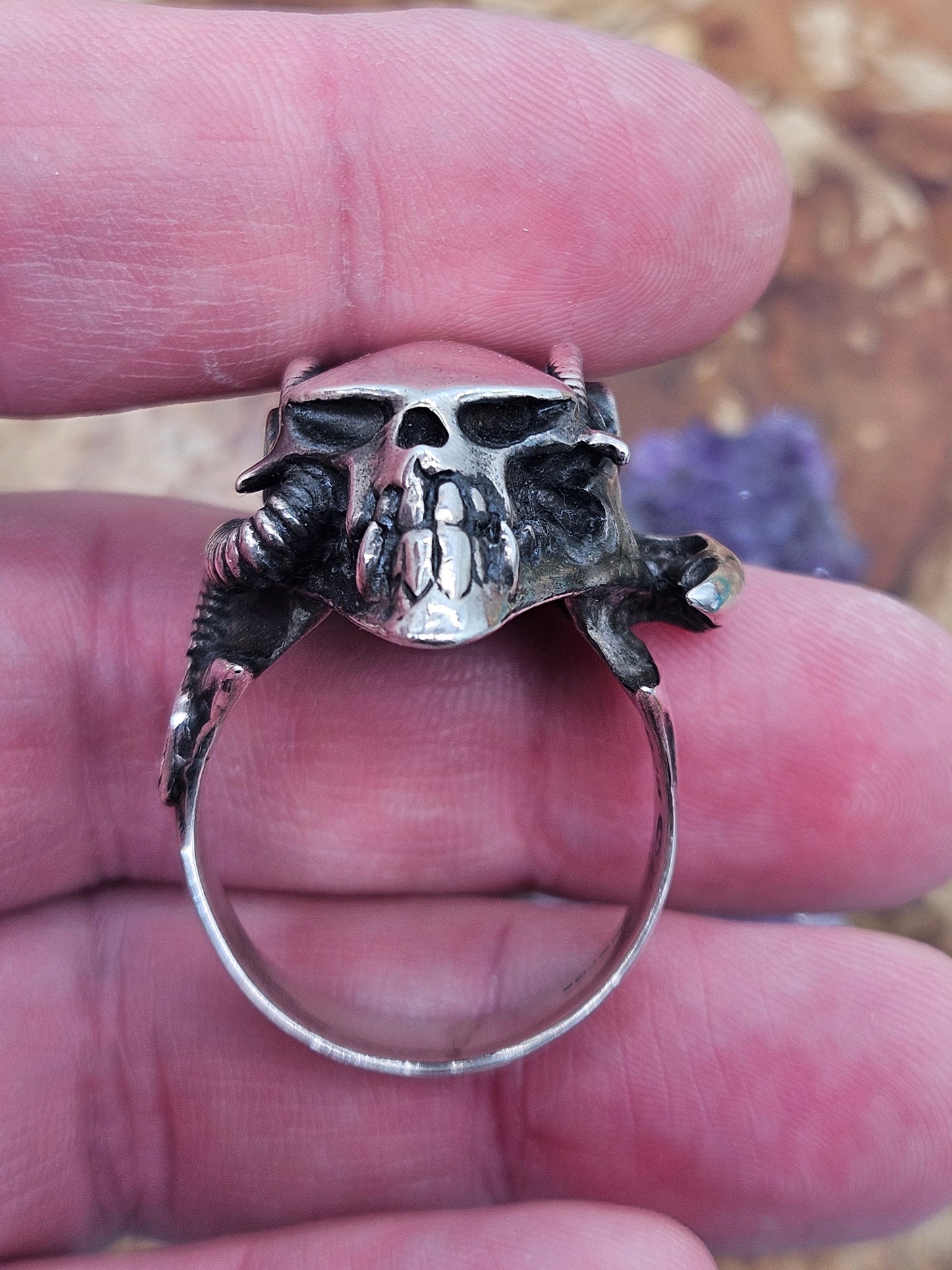Silver 925 Biomechanical Skull Ring- William Llewellyn Griffiths. Size Z+4