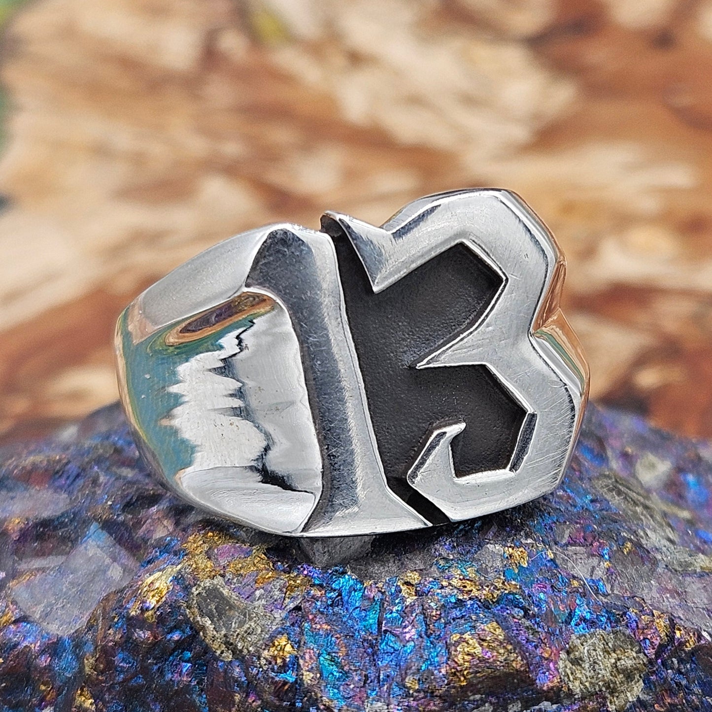 13 Thirteen ring, sterling silver 925. Size Z 1/2, New.