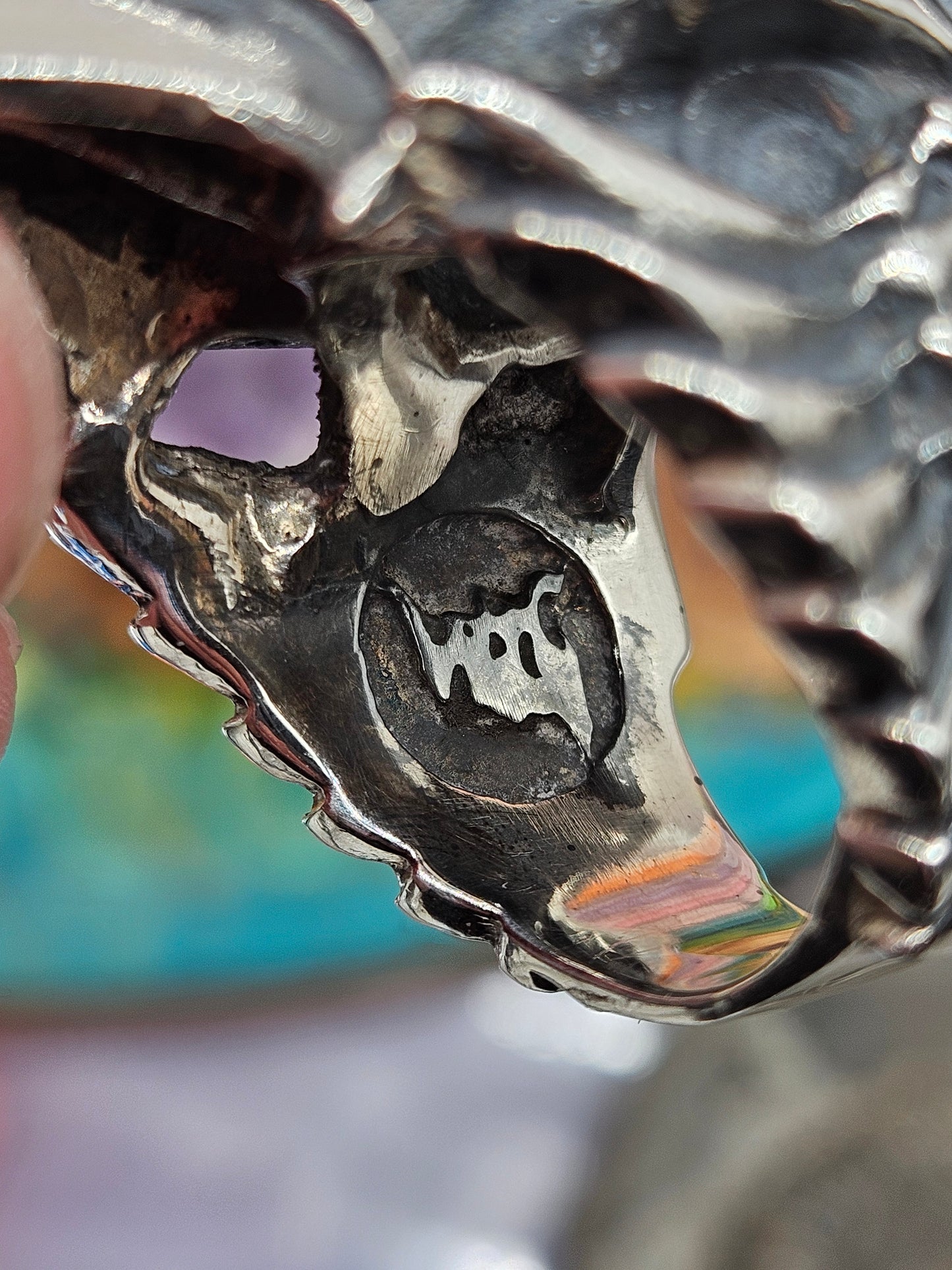 Silver 925 Winged Bird Skull Ring- William Llewellyn Griffiths. Size W