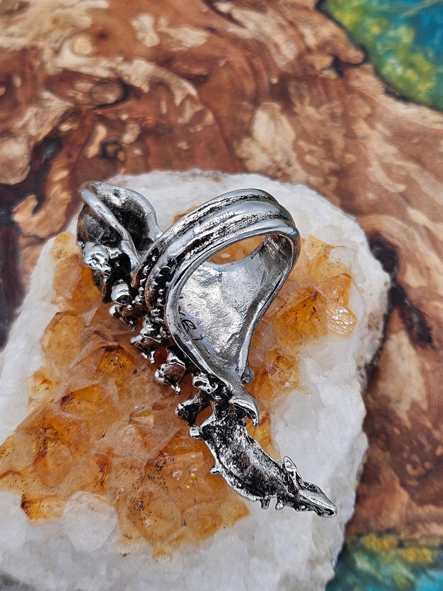 AXEL STOCKS VERTEBRAL SKULL RING SIGNED.