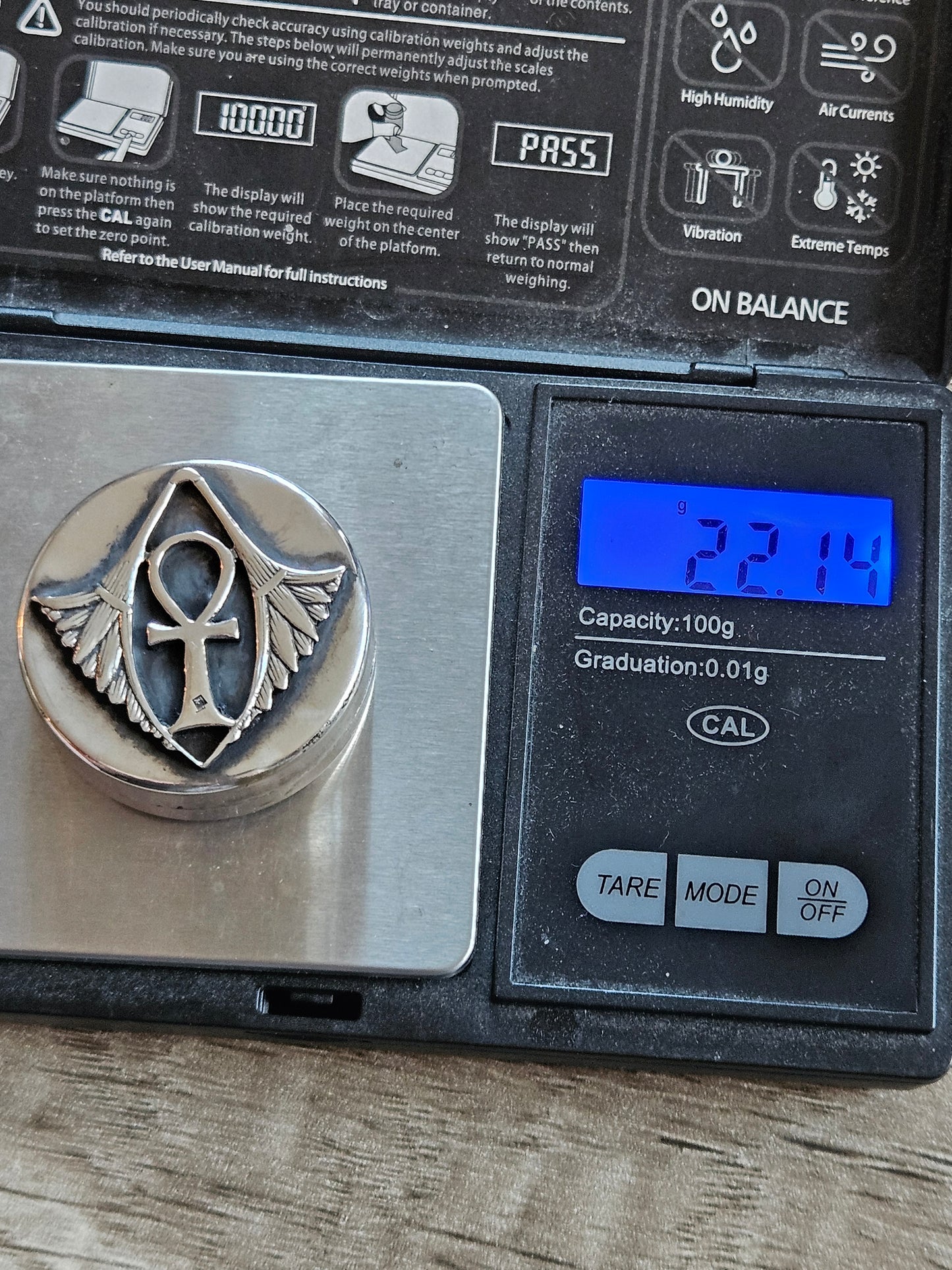 Vintage Silver Egyptian Ankh Cross Trinket Box.