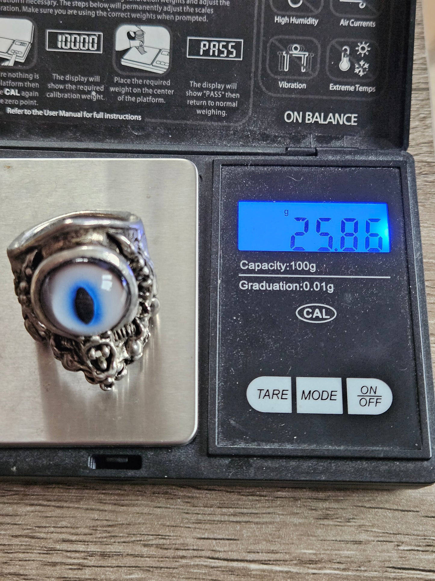 Axel Stocks Prosthetic Cat Eye Ring Signed Sz - US 10, UK T 1/2 - U