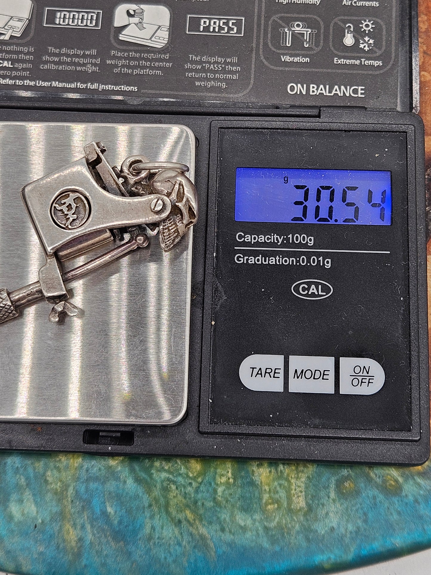 William Llewelyn Griffiths Skull Tattoo Machine / Gun Pendant Silver 925