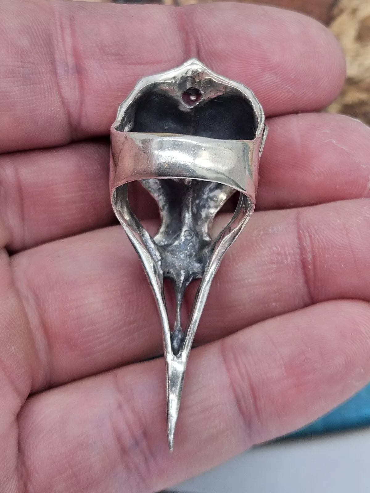 Axel Stocks Bird Skull Ring, Sterling Silver Vintage. UK Size U, U.S Size 10.