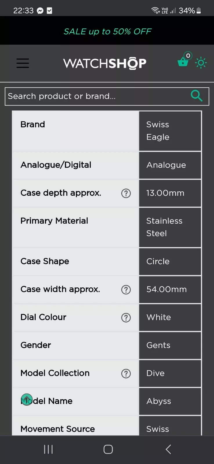 Swiss Eagle Mens Swiss Eagle Abyss Watch SE-9073-0B, 1000m Dive Watch.