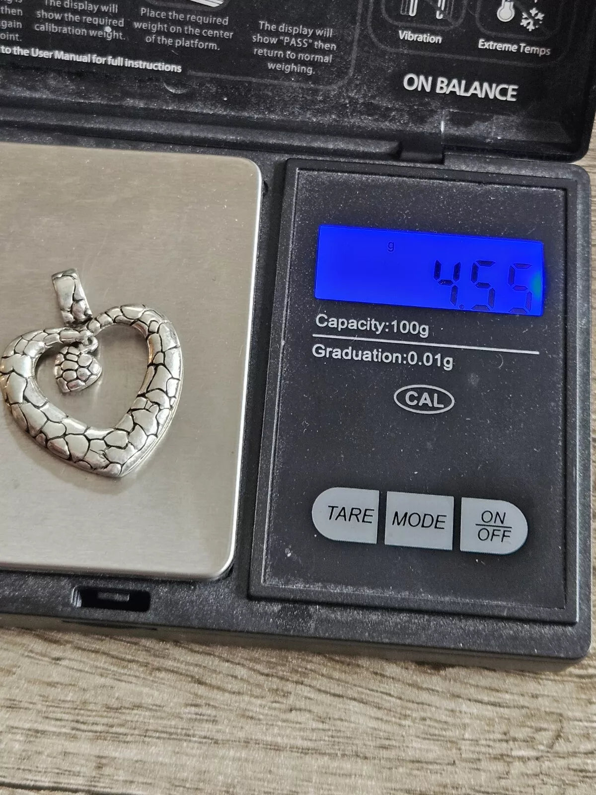 Solid Sterling Silver 925 Pebble Design Love Heart Necklace Pendant, New.