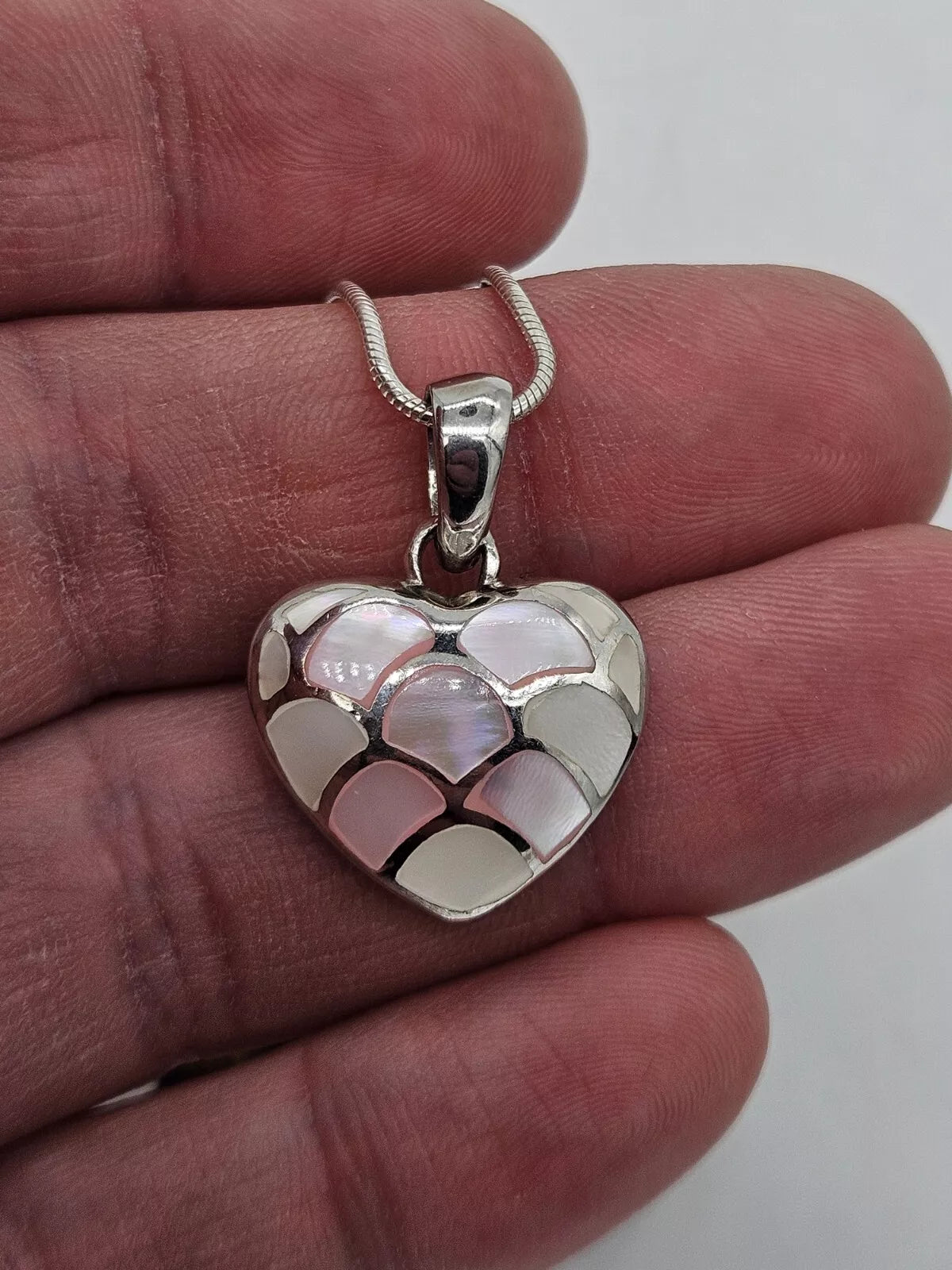 Sterling Silver 925 Heart Pendant 16" Inch Chain Necklace