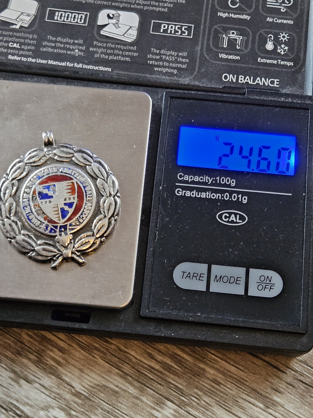 Birmingham District Works Amateur Football Association Silver Fob Medal. 1925-26