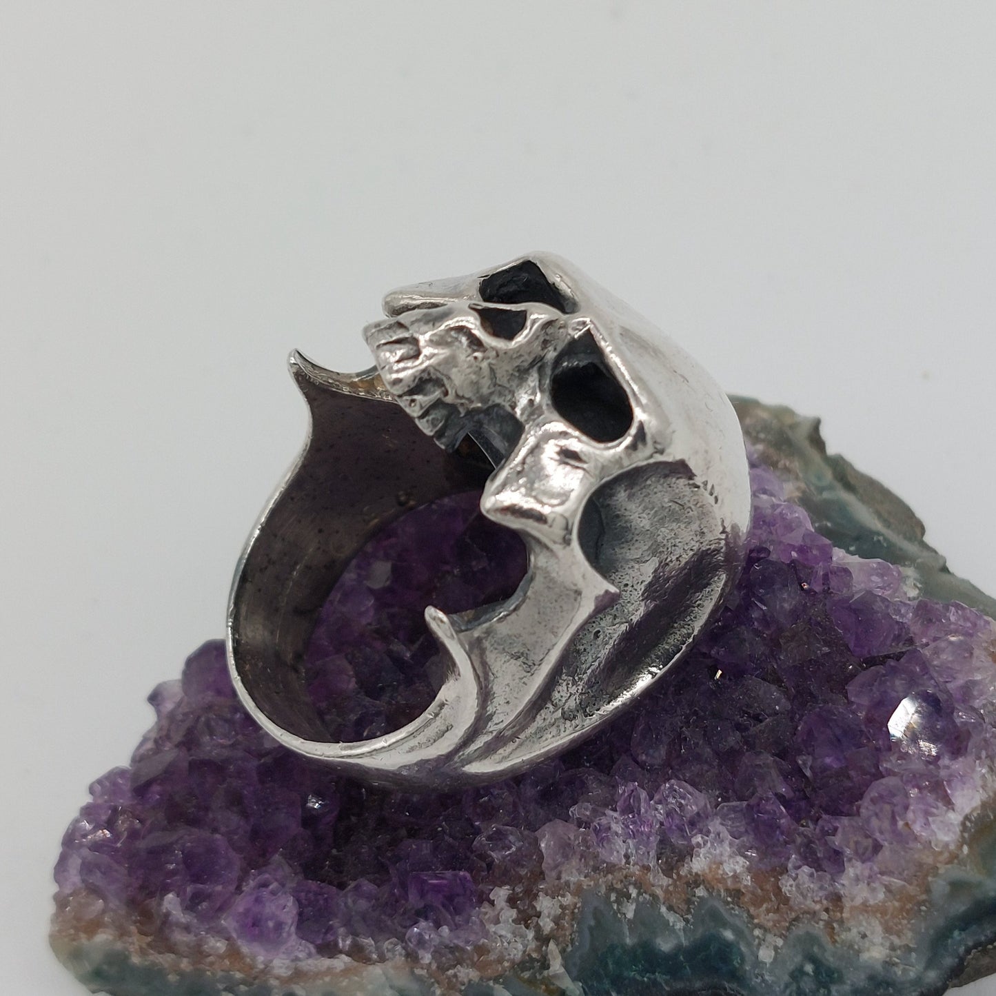 Jawless Skull Ring, Silver 925. By The Wildcat Collection, UK Size T 1/2